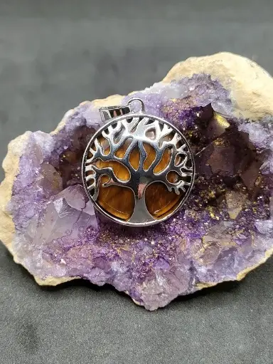 PENDENTIFS EN OEIL DU TIGRE ARBRE DE VIE